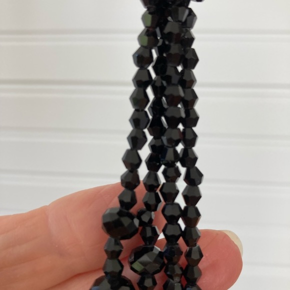 2 strands of black crystal beads. Worn as lariat or wrap necklace. - Picture 3 of 3